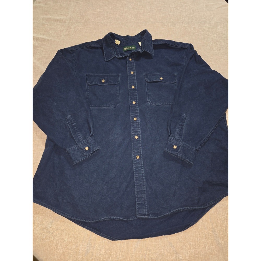 Gander Mountain Mens 4XL Tall Navy Blue Cotton Long Sleeve Button‎ Down Shirt